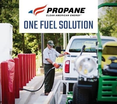 propane landscaper filling truck with propane autogas